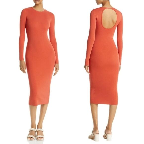 A.L.C. Conley Knit Cut Out Long Sleeve Bodycon Sweater Midi Dress - Picture 3 of 4